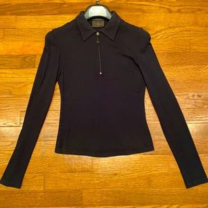 **FENDI - WOMENS - LONG SLEEVED BLACK COTTON SHIRT - Vintage 1990’s - GC+**